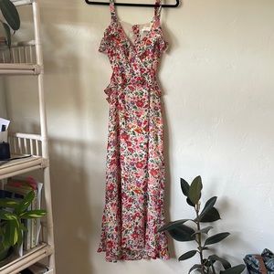 ASTR the Label Wildflower Ruffle Cutout Midi Dress